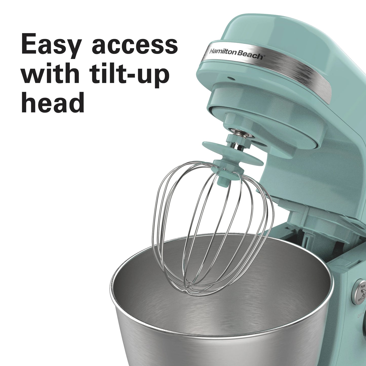 Hamilton Beach 4 Quart Stand Mixer for Kitchen, 7 Speeds, Tilt-Head, Dough Hook, Whisk & Flat Beater, White