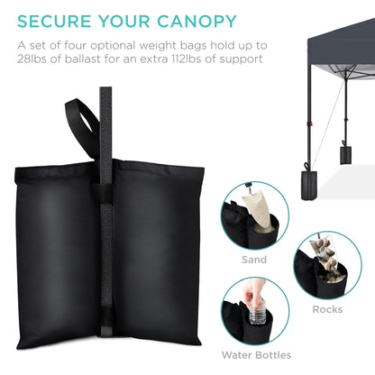 Best Choice Products 12x12ft Easy Setup Pop Up Canopy w/ 1-Button Setup, Wheeled Case, 4 Weight Bags - Navy Blue