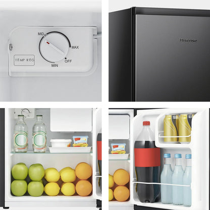 Hisense 1.6 Cu ft Single Door Mini Fridge, Black, Energy Star, 1 Year Warranty, WMS017M6XBE New