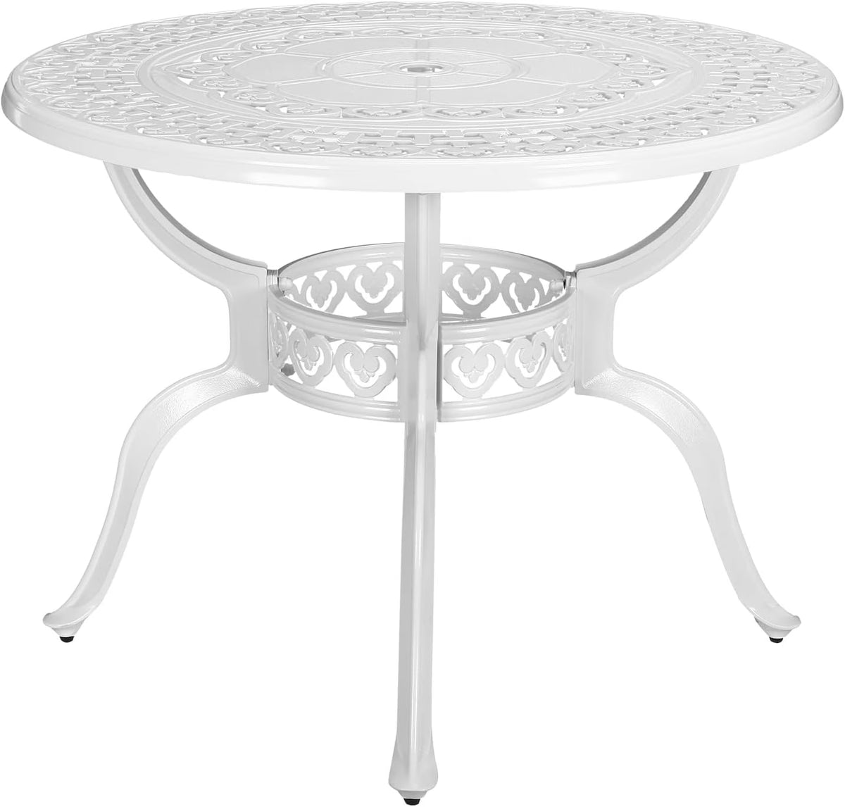 VIVIJASON 38.3" Patio Bistro Table Outdoor Dining Round Table Bronze Cast Aluminum Table with Umbrella Hole