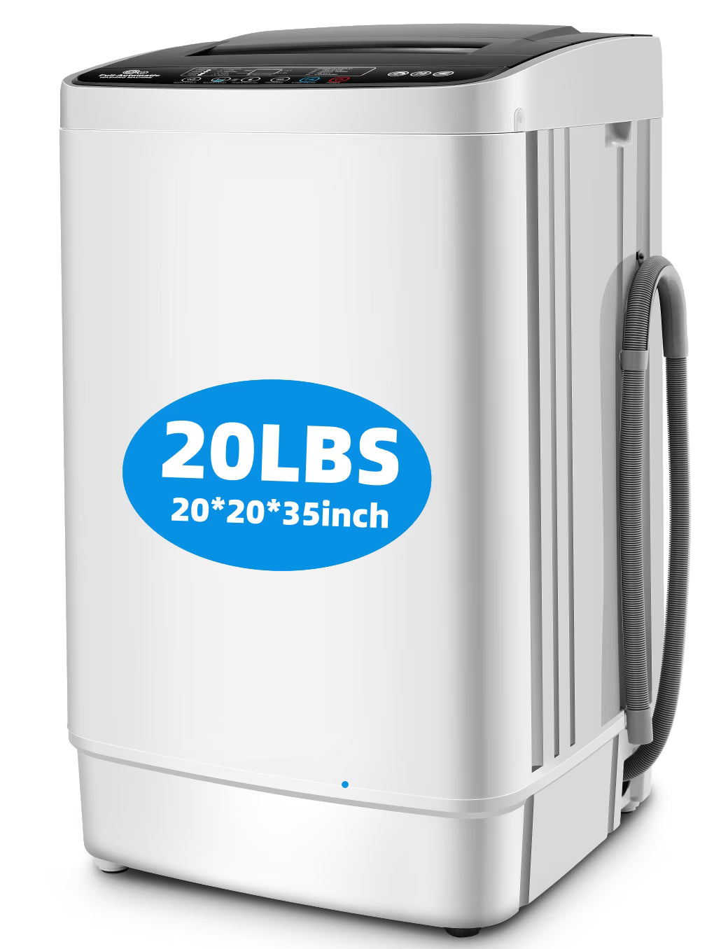 Veeboto 20lbs Fully Automatic Washing Machine, Washer Machine with 10 Wash Programs/8 Water Levels, Portable Washing Machine with LED Display & 1 Adjustable feet, White