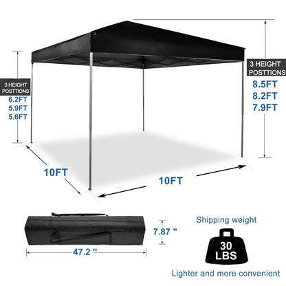 GVDV Canopy Tent, 10x10 ft Easy Pop up Outdoor Canopy Tent, Portable Straight Leg Gazebo Instant Canopy, Blue