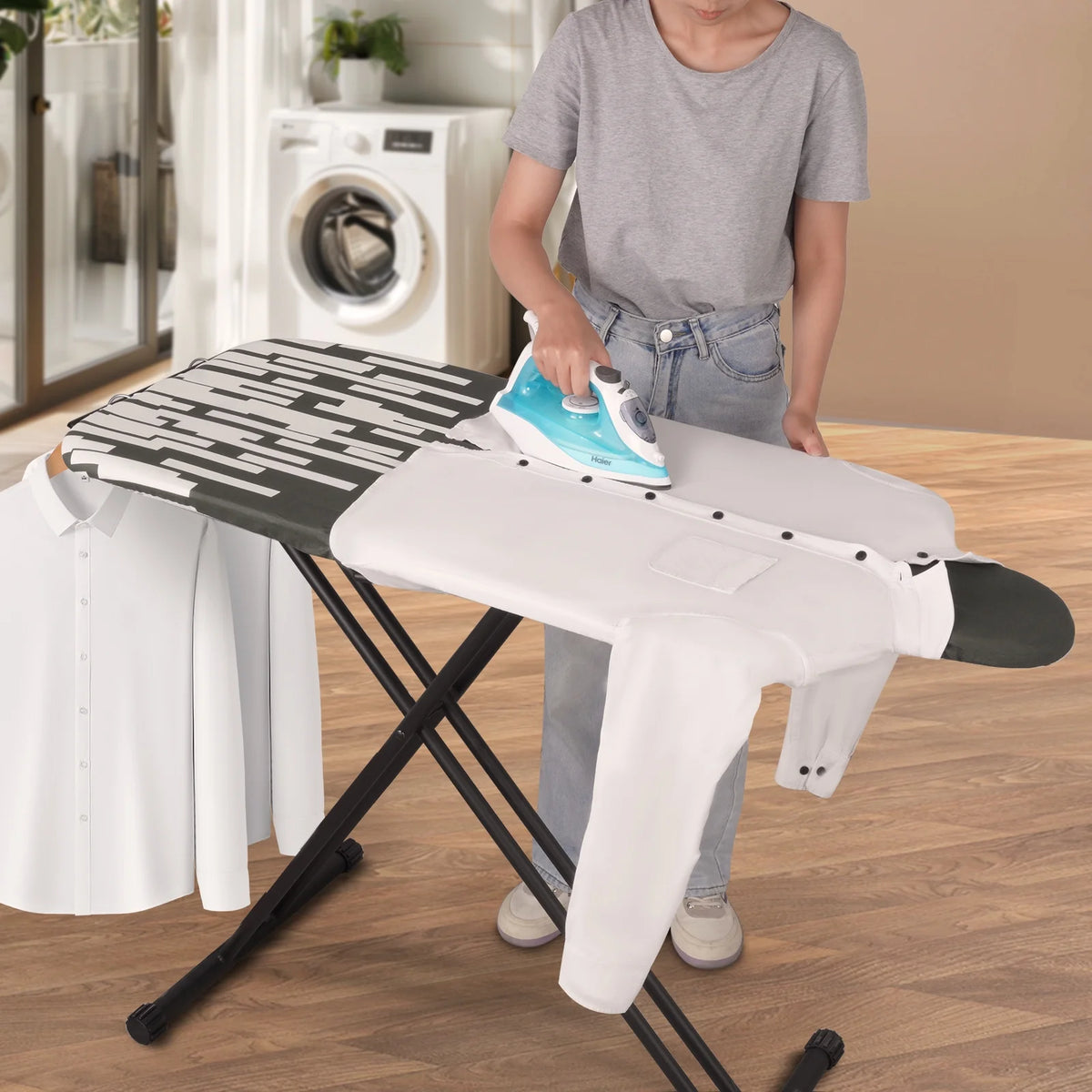 KDJ HOME Slieton Extra Large Ironing Board with Hang Rail, 20-Inch Wide