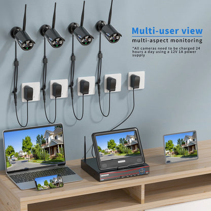 Hiseeu Security Camera System with 10.1'' Monitor 10CH 1TB Hard Drive NVR, Wireless Wifi Cameras for Recording and Remote View, Home Security Camera System
