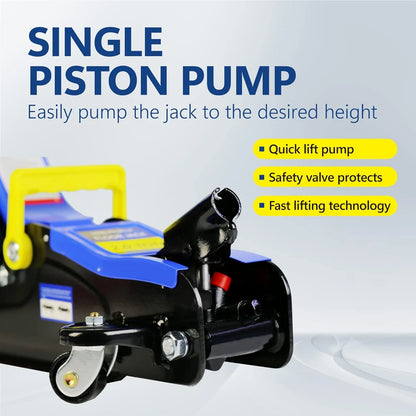 POVANLI Floor Jack, 2 Ton Low Profile Floor Jack, 3t jack stand Tire Repair Kit Heavy Duty Steel Racing Floor Jack with Single Piston Quick Lift Pump, Floor Jack Lifting Range 3.3"-15.2"