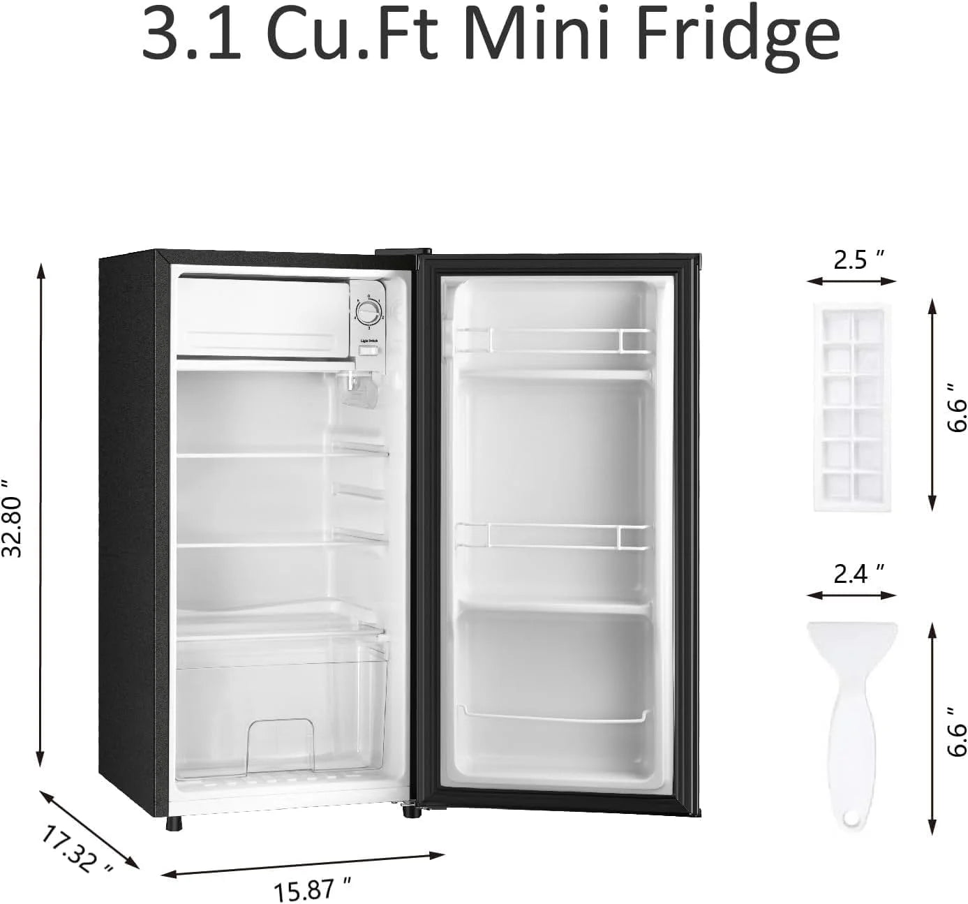 HUMSURE 3.1 Cu.ft Mini Fridge with Freezer, Single Door Compact Refrigerator for Dorm, Office