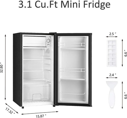 HUMSURE 3.1 Cu.ft Mini Fridge with Freezer, Single Door Compact Refrigerator for Dorm, Office