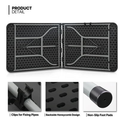 Magshion 11 Pieces 6 Ft Plastic Foldable Card Table and Chair Set�?Portable Folding Table with Handle Picnic Desk and Folding Chairs with Backrest, Black
