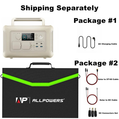 ALLPOWERS Beige R600 Portable Power Station 600W, 299Wh LiFePO4 Battery, Wireless Charging, Solar Generator Charger for Camping, Home Backup, Emergency, off-Grid, Power Outage