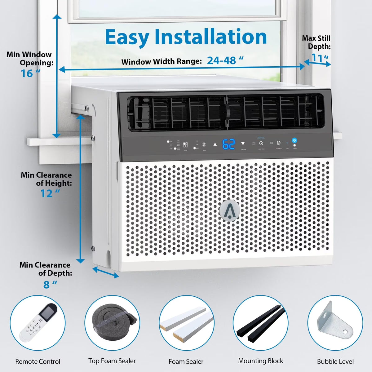 TROPOW 110V Window-Mounted Air Conditioner 6,000 BTU with Remote/APP Control and ECO Mode