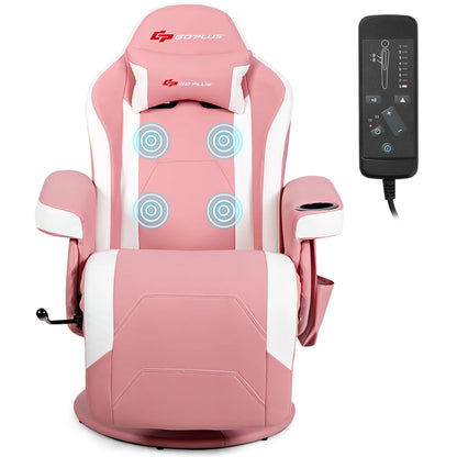 Goplus Massage Gaming Recliner Reclining Racing Chair Swivel Black
