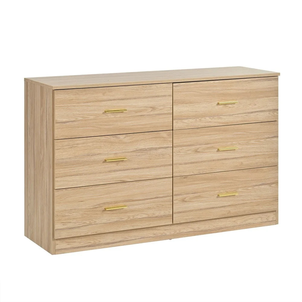 Kadyn Modern 6 Drawer Dresser Wood Cabinet,Dresser for Bedroom, Kitchen Storage Cabinet with Drawers, Chest of Drawers(Black)