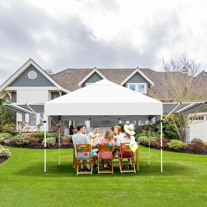 Patiojoy 10x17ft Pop up Canopy  3 Height Adjustment Folding Tent with Roller Bag White