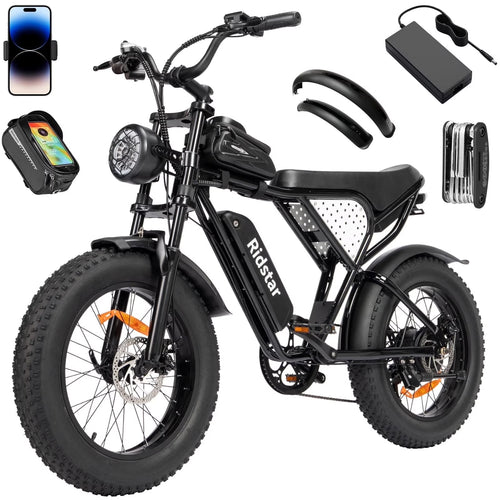 Ridstar Electric Bike for Adults,Peak 1500W 30MPH,48V 15.6Ah Electric Bicycle,Full Suspension Mountain Bike UL2849