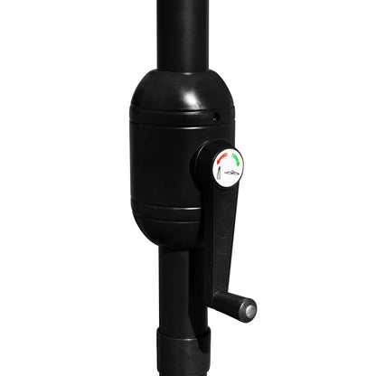 Merrick Lane Patio Umbrella with Base - 9' Tan Polyester Patio Umbrella - 30+ UV Protection - Waterproof Black Cement Base with 1.5" Diameter Aluminum Pole
