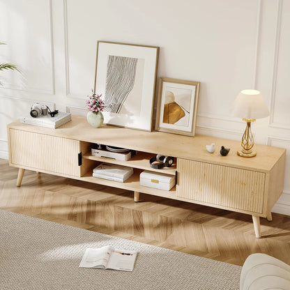 Selooye Mid Century TV Stand, Modern TV Console for TVs up to 70 Inches, Entertainment Center with Storage, TV and Media Consol, 62 Inch (Natural)