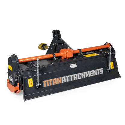 Titan Attachments 72n PTO Driven Rotary Tiller, Category 1, 3 Point Hitch, Single Speed Gear Drive, L-Shaped Tines Work 5in Deep