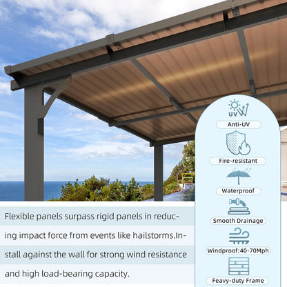 AECOJOY 10' x 14' Hardtop Gazebo Outdoor Aluminum Pergola for Garden, Patio, Backyard-Gray