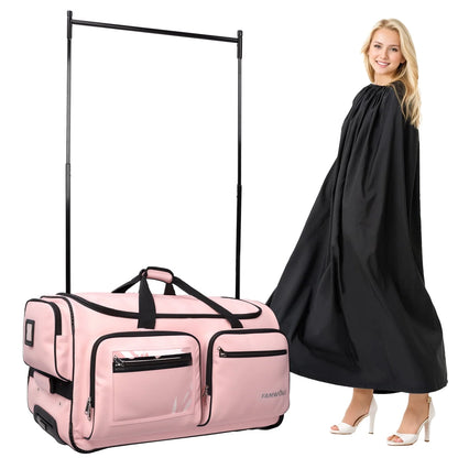 Fegat Dance Bag with Garment Rack - 28"Collapsible Rolling Competition Dance Duffle Bag Lightweight Costume Wheeled Suitcase for Dancers Shows Livestreamer Athletes
