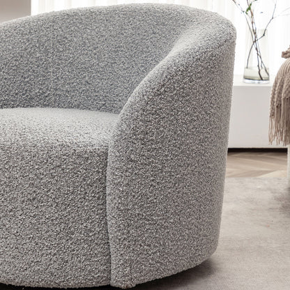 34" W Mid Century Modern Swivel Barrel Chair, Round Upholstered Boucle Swivel Accent Chairs, No Assembly Sofa Chair for Living Room Bedroom Reading Apartment Lounge Nursery(Cream)