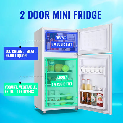 Tacool 2.4 Cu.ft Mini Fridge with Freezer, Small Refrigerator Apartment Size Fridge Black, NEW
