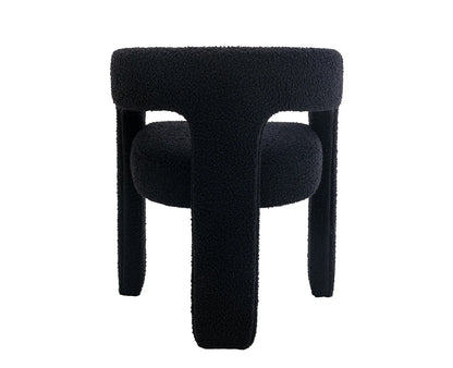 Guyou Modern Sherpa Upholstered Dining Chair, Cute Barrel Side Armchair Kitchen Chair with Armrests and Back for Living Room Dining Room Bedroom, Green
