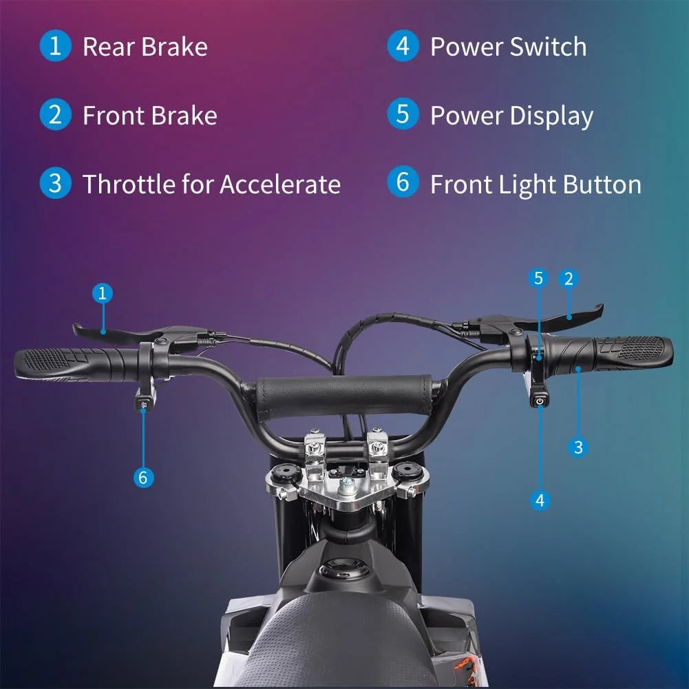 Nasitip Electric 350W Dirt Bike for Kids 8-16 year - Black