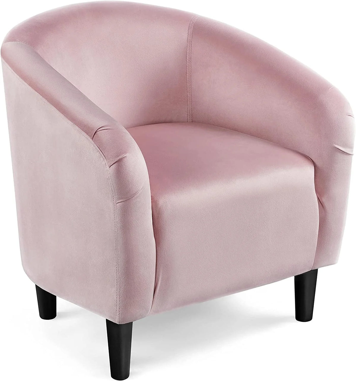 Club Chair, Velvet Accent Chair Upholstered Barrel Chair Sitting Chair with Armrest and Low Back for Living Room Bedroom, Pink