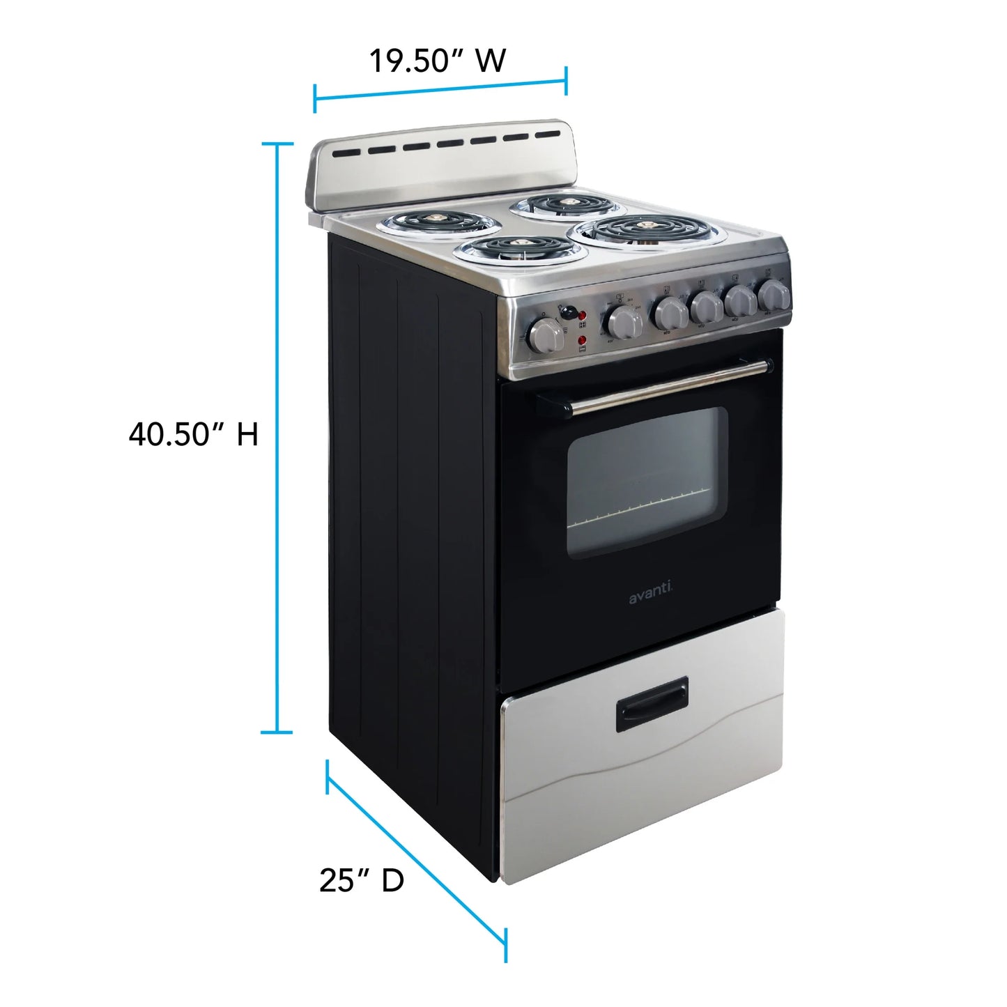 Avanti 20" Electric Range Oven with Framed Glass Door, in Stainless Steel (ERU200P3S)