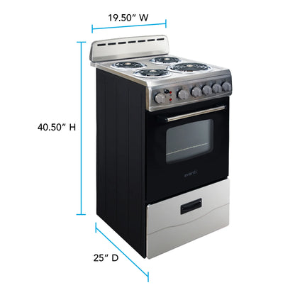 Avanti 20" Electric Range Oven with Framed Glass Door, in Stainless Steel (ERU200P3S)