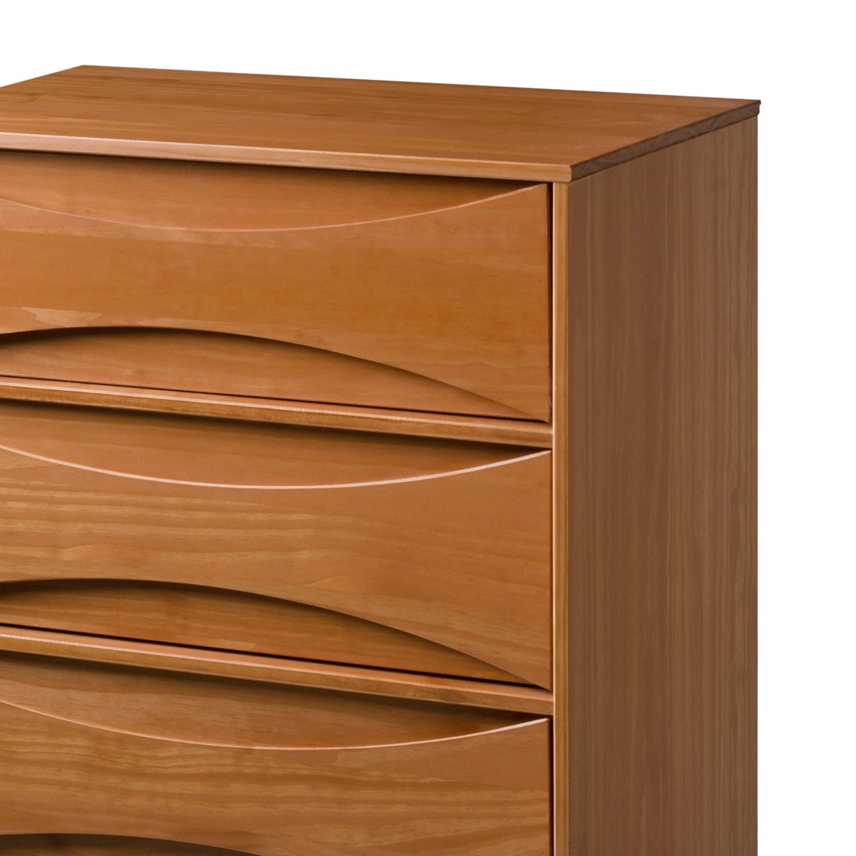 Walker Edison 30” Mid-Century Modern Curved Front 5-Drawer Dresser, Caramel