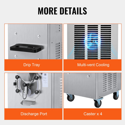 KFFKFF 20-25L/J Capacity Commercial Hard Farm Ice Cream Maker 1 Flavor Automatic Cleaning