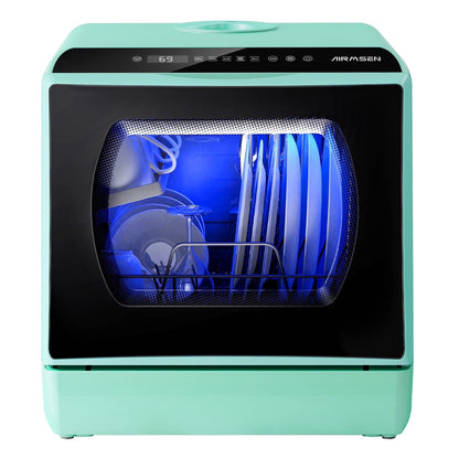 AIRMSEN Portable Countertop Dishwasher with 5-Liter Built-in Water Tank and Air-Dry Function, 5 Washing Programs Mini Dishwasher, AE-TDQR03