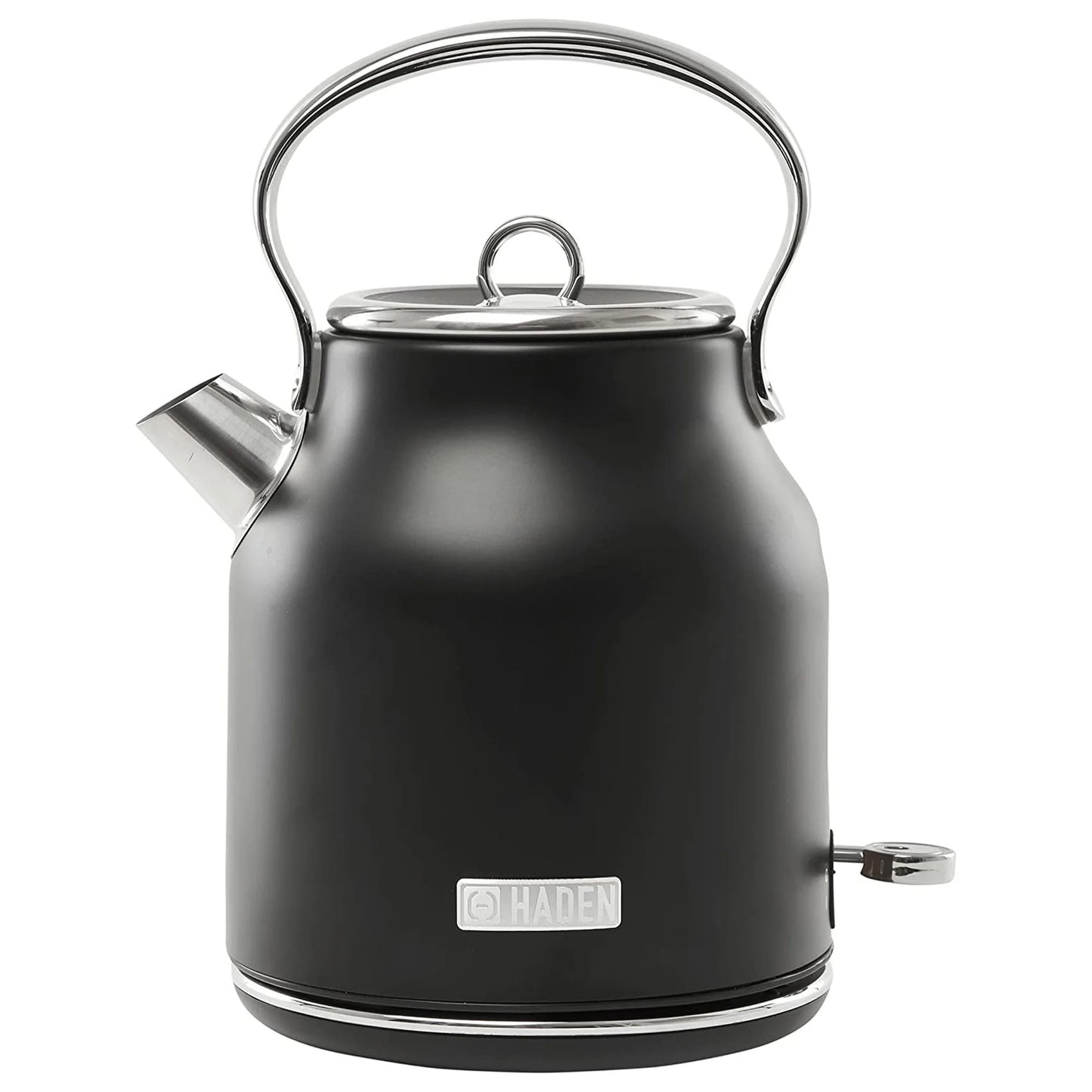 Haden Heritage 1500 1.7 Electric Kettle, Matte Black Finish with Copper Accents