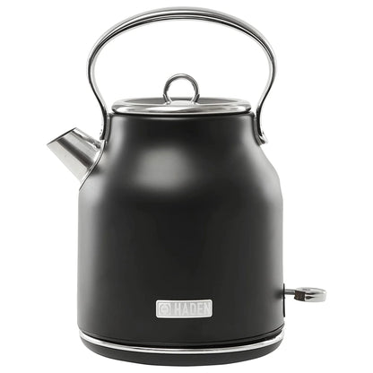 Haden Heritage 1500 1.7 Electric Kettle, Matte Black Finish with Copper Accents