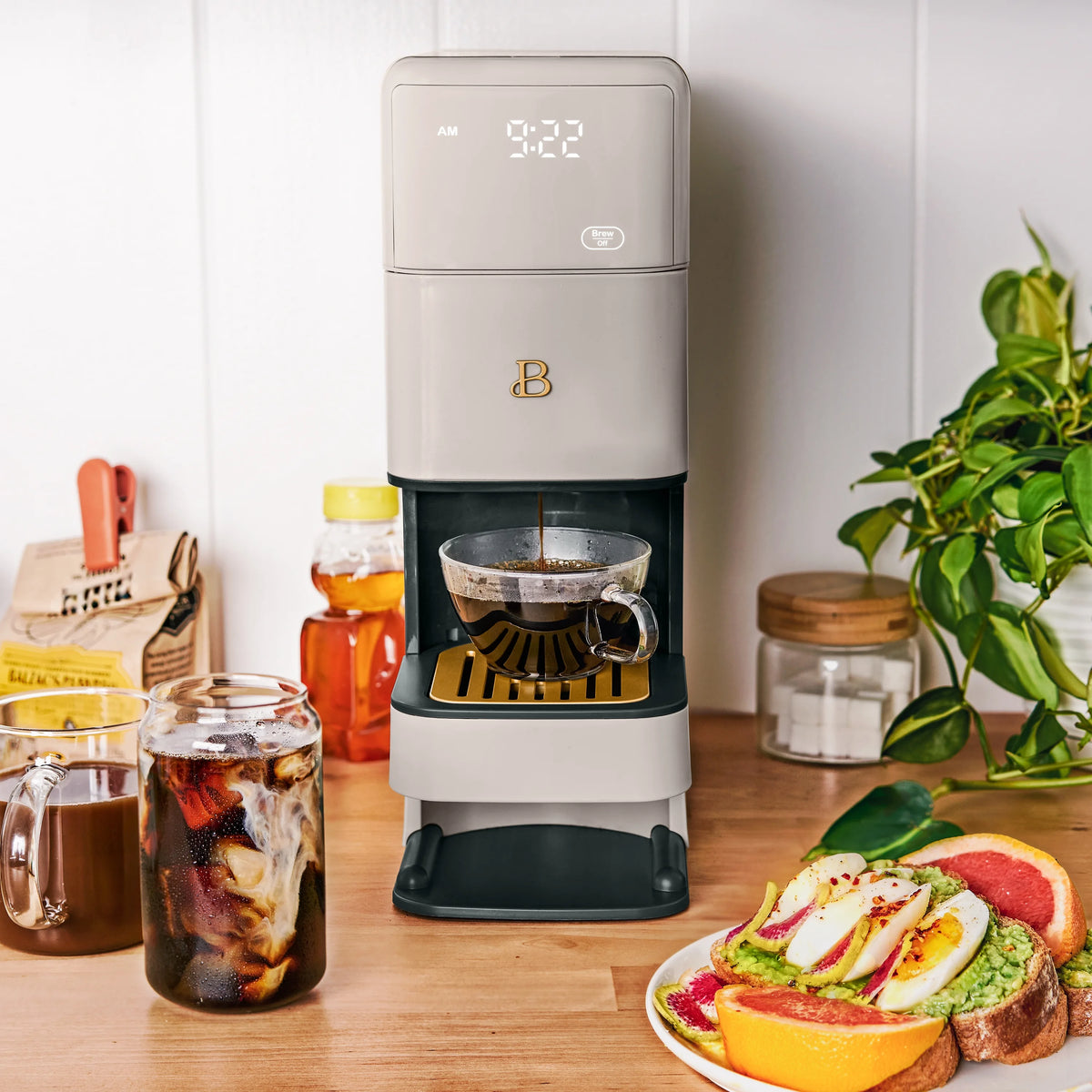 Beautiful Perfect Grind�?Programmable Single Serve Coffee Maker, White Icing by Drew Barrymore