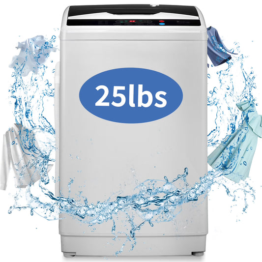 Zimtown Full Automatic Washing Machine, 25 lbs Top Load Portable Washer with Drain Pump