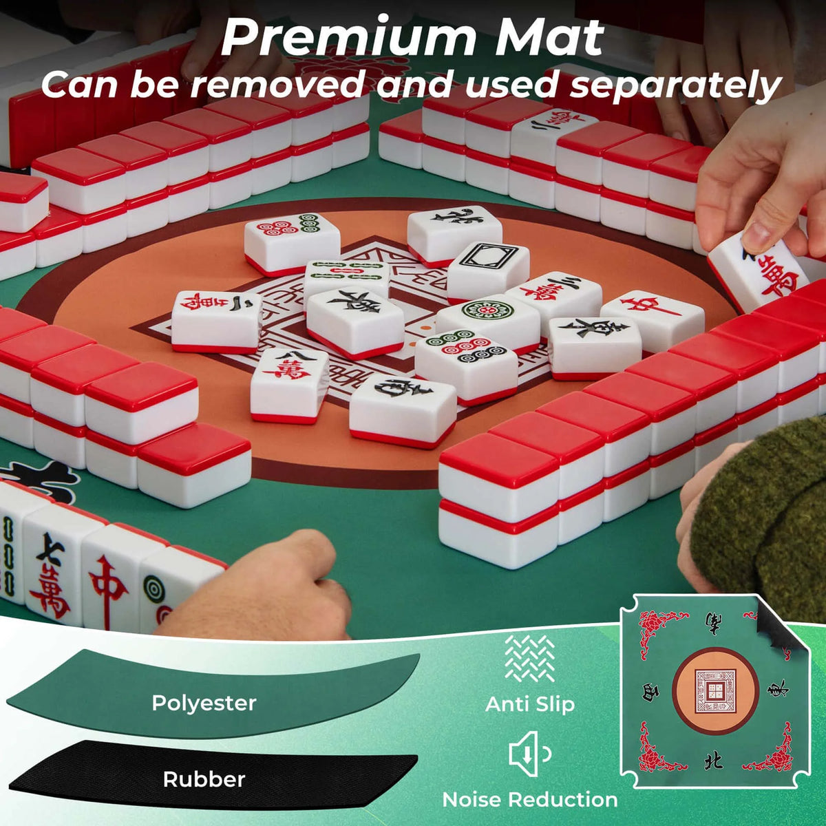 Costway 35" Folding Mahjong Table with Cup Holders & Smooth Felt Mat Carrying Handle Green