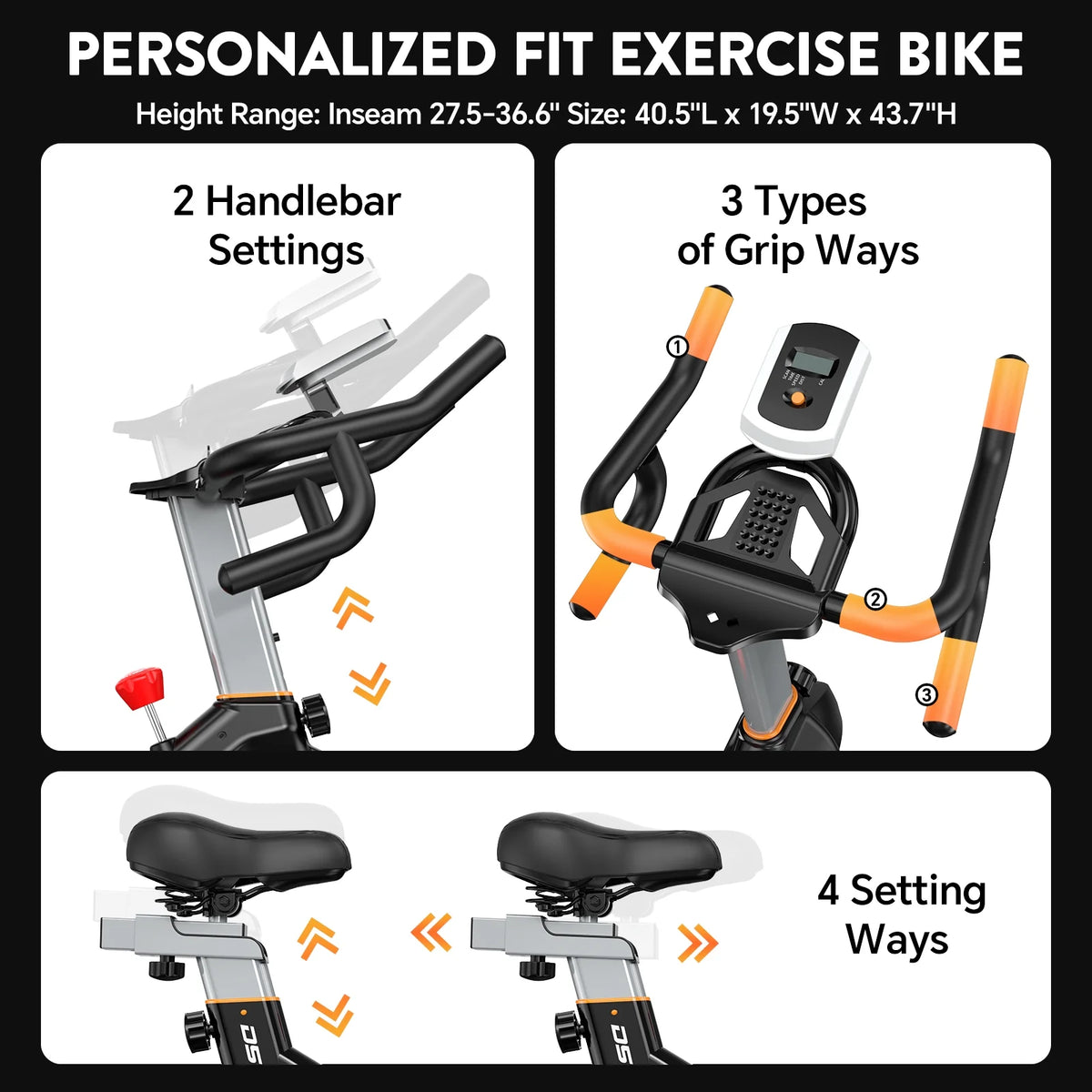 LNOW Commercial Built-in Bluetooth Fan Exercise Bike, Adjustable Air Resistance with Dual-Action Handlebars, Heavy Duty Indoor Cycling Bike for Home Gym Traininning, 350lbs Arm/Leg Cardio Workout