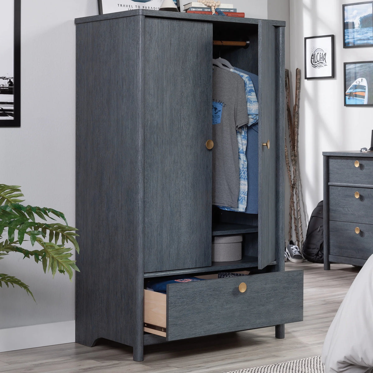 Sauder Dover Edge Armoire, Glacier Oak Finish