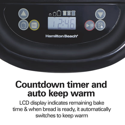 Hamilton Beach 2 lb Bread Maker Machine, Artisan Dough Bread Maker with 14 Settings, Black & Stainless Steel