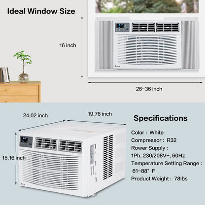Ktaxon WiFi Enabled 8000 BTU Heat And Cool Window Air Conditioner With Wifi Controls