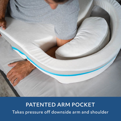MedCline Shoulder Relief System, Bundle - Bed Wedge & Full Body Shoulder Pillow for Side Sleepers - with Extra Cases - Arm Hole Pocket & Incline Sleep Position - Large - 5'10" & Above, 1 Ct