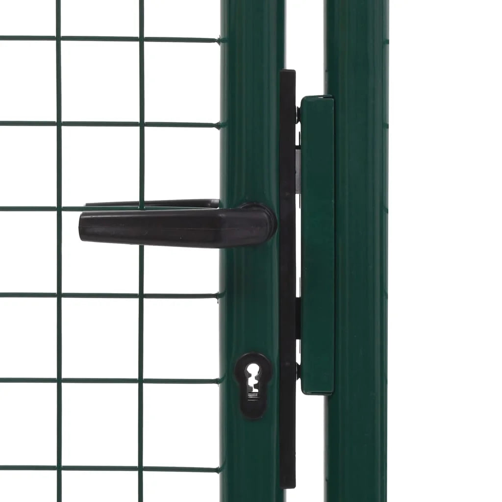 vidaXL Fence Gate Metal Fence Post Garden Gate for Outdoor Patio Steel Green