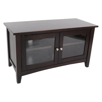 Alaterre Furniture Shaker Cottage 36" TV Stand, Storage Glass Cabinet, Accent Living Room Furniture, Black