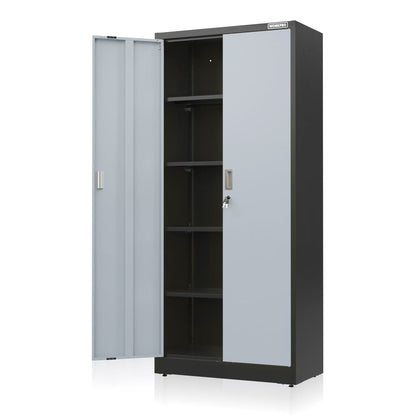 WORKPRO Metal Garage Storage Cabinet with Locking Doors and Adjustable Shelves,71 inches Tall Storage Cabinet for Tools, Office, Home, Shops (Black), Solid Packed