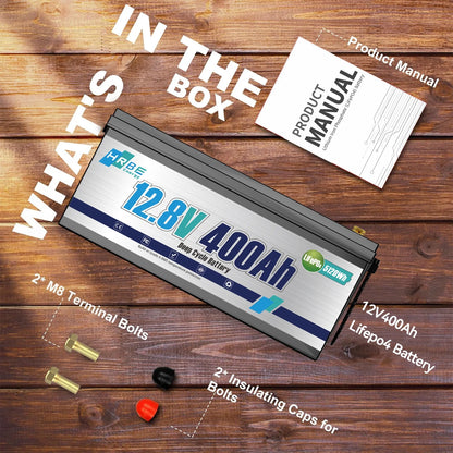 12V 400Ah LiFePO4 Lithium Battery,5120Wh,3200W Max,15000+ Deep Cycles Group 8D Battery,for RV Solar Fishing Trolling Motor Marine,Built in 200A BMS