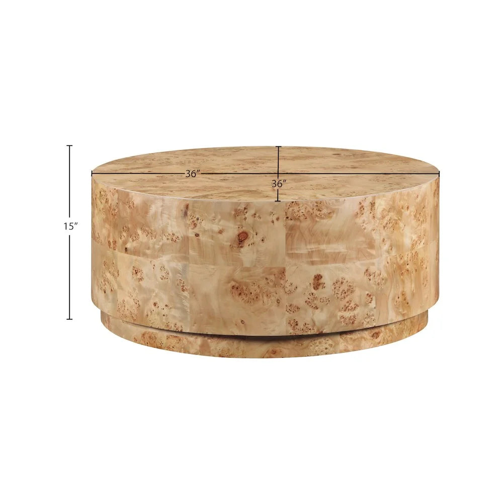 Meridian Furniture Burl Natural Ash Coffee Table