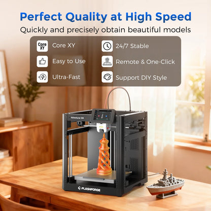 Flashforge Adventurer 5M 3D Printer, Fully Auto Leveling & 600mm/s High Speed Printing, Black
