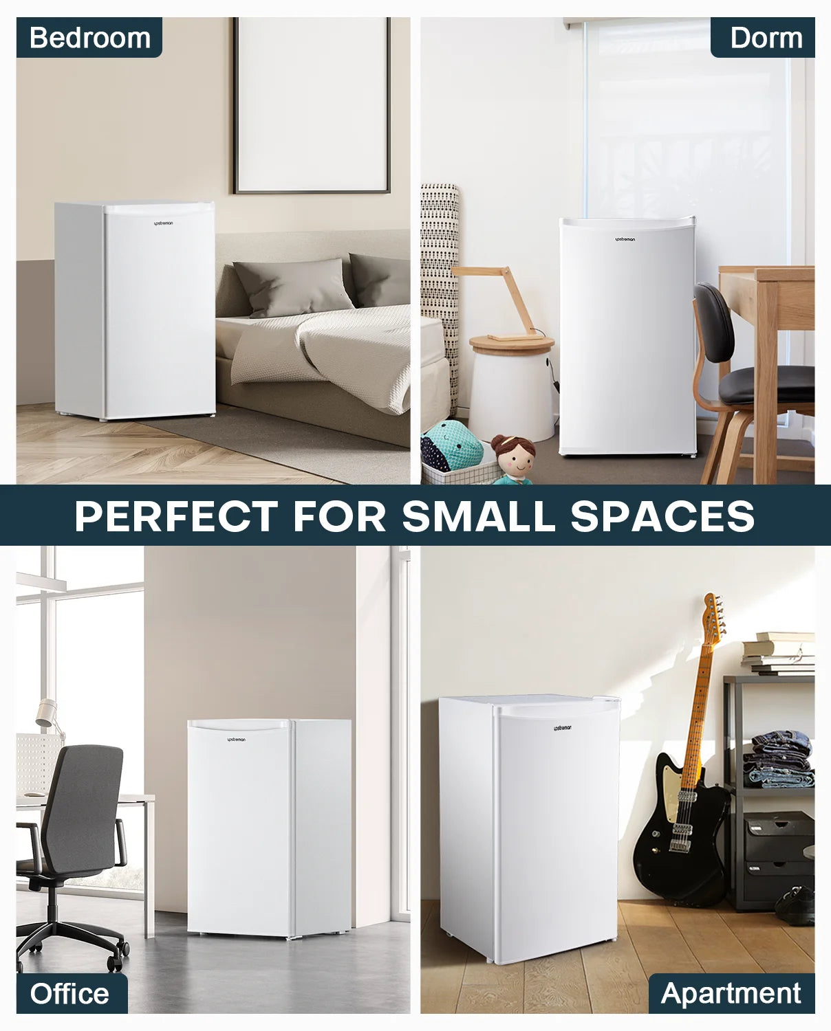 Upstreman 3.2 Cu.Ft. Mini Fridge with Freezer Single Door Small Refrigerator Adjustable Thermostat Compact Fridge with Reversible Door, Low Noise, BR321 Black